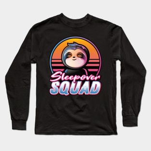 Sleepover Squad Kawaii Sloth Sunset Retro Long Sleeve T-Shirt